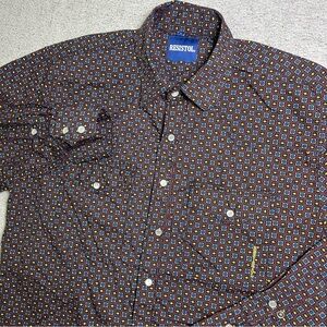 Resistol Western Pearl Snap Shirt Men’s Small Geometric Print Long Sleeve